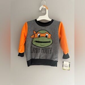 Nickelodeon Ninja Turtles Halloween Pullover Sweater SZ 12 M Fleece Lined New